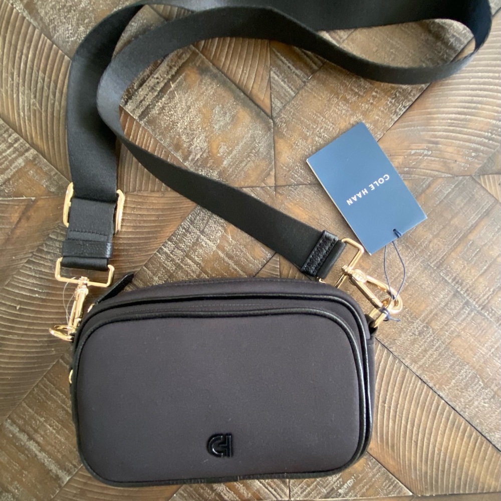 Cole Haan Black Crossbody Bag with Gold Hardware